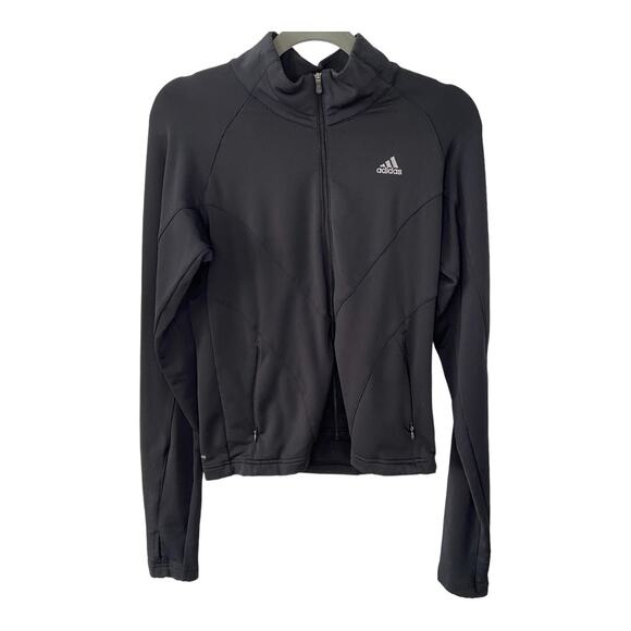 Adidas Logo Detail High Neck Full-Zip Sweatshirt Black Size Medium - Picture 1 of 7